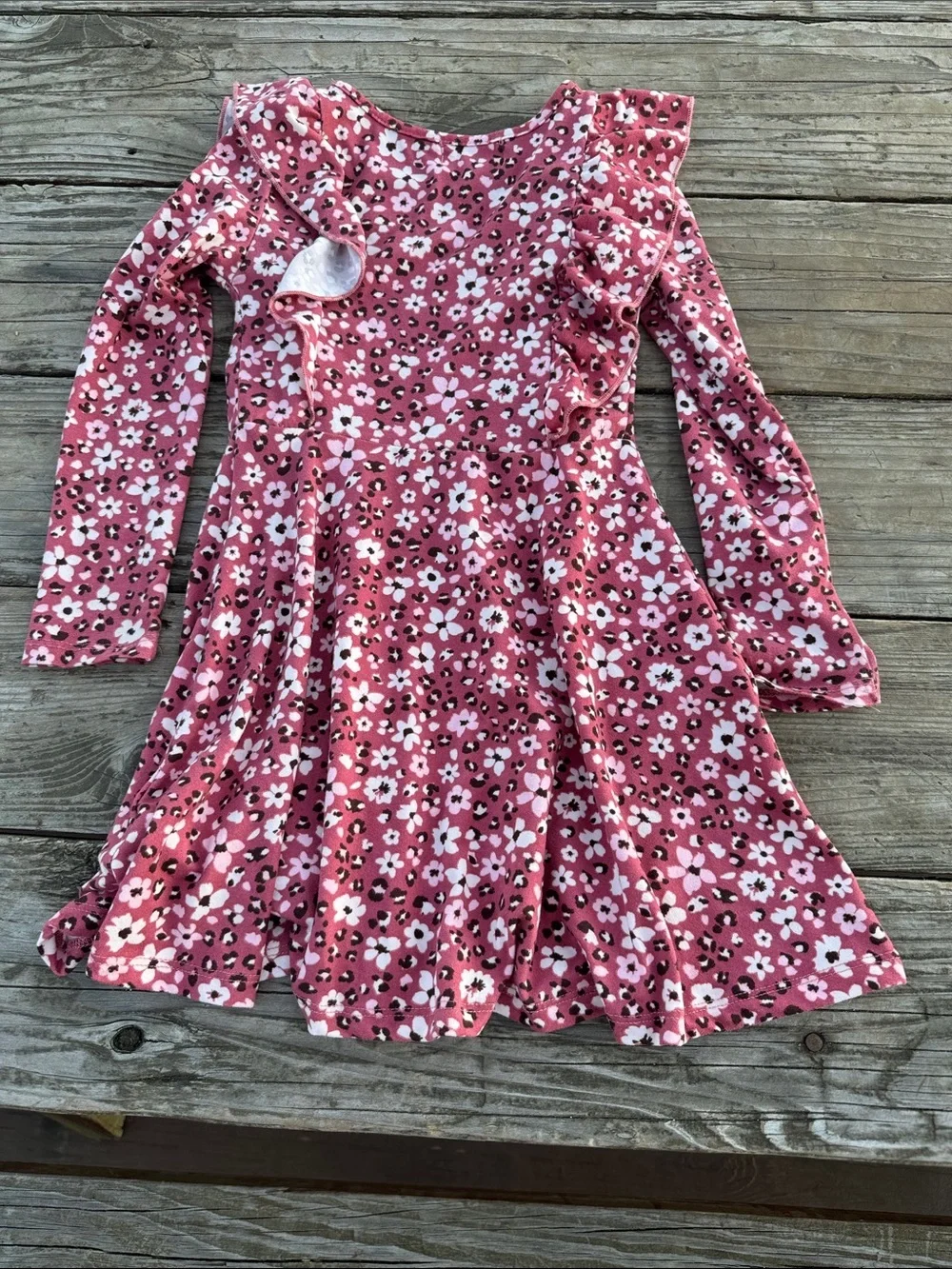 btween Mauve Floral Ruffle-Front Casual Dress size 5